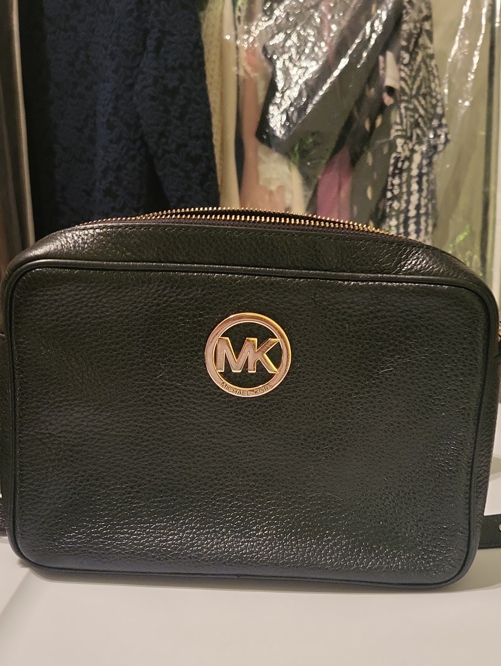 Michael Kors Black Pebbled Leather Handbag with Studded Strap